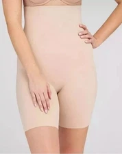Assets by Spanx Thintuition High Rise Mid Thigh Shaping Short Sz M Beige