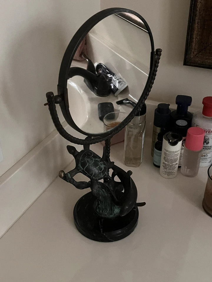 SPI Brass Dolphin & Turtle Mirror - Image 3 of 4