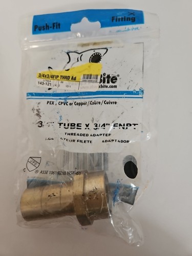 Threaded Adapter Push To Connect Plumbing Fitting Brass 3/4" Tail x 3/4" FNPT