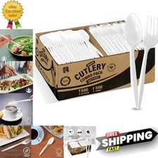 1000 Pcs Plastic Utensils Set - 500 Forks And 500 Spoons - Plastic Forks And...