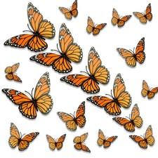 Monarch Butterfly Decorations 24 PCS 3D Orange Fake Butterflies Wall Decor