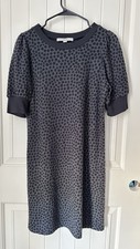 Loft Women Polkadot Grey Knit Sweater Dress Short Sleeve Size S