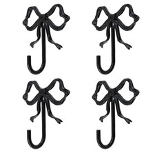 4 PCS Bow Wall Hook, Coat Hooks for Hanging Antique Single Hanger A Black Big