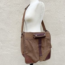 Rothco Brown Cotton Canvas & Leather Messenger Bag Padded Laptop