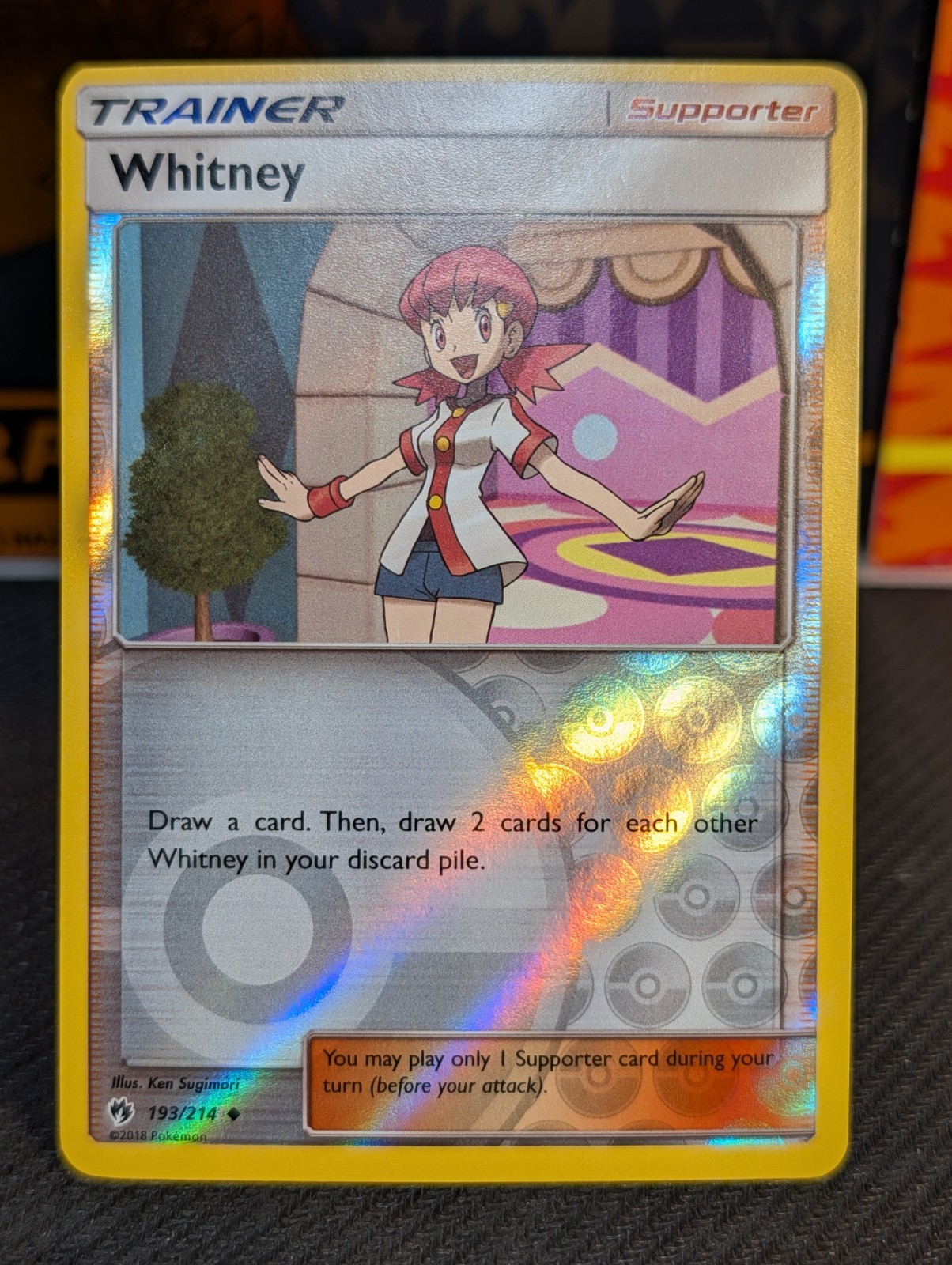 Pokemon Lost Thunder Whitney Reverse Holo Trainer Card 193/214 LP/NM