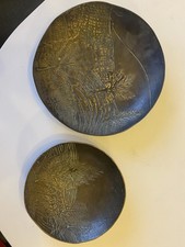 Wand-Teller Messing Bronze B&auml;ume Felder
