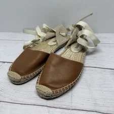 Soludos Women Lauren Lace Up Cognac Brown Espadrilles Sandals Size 6