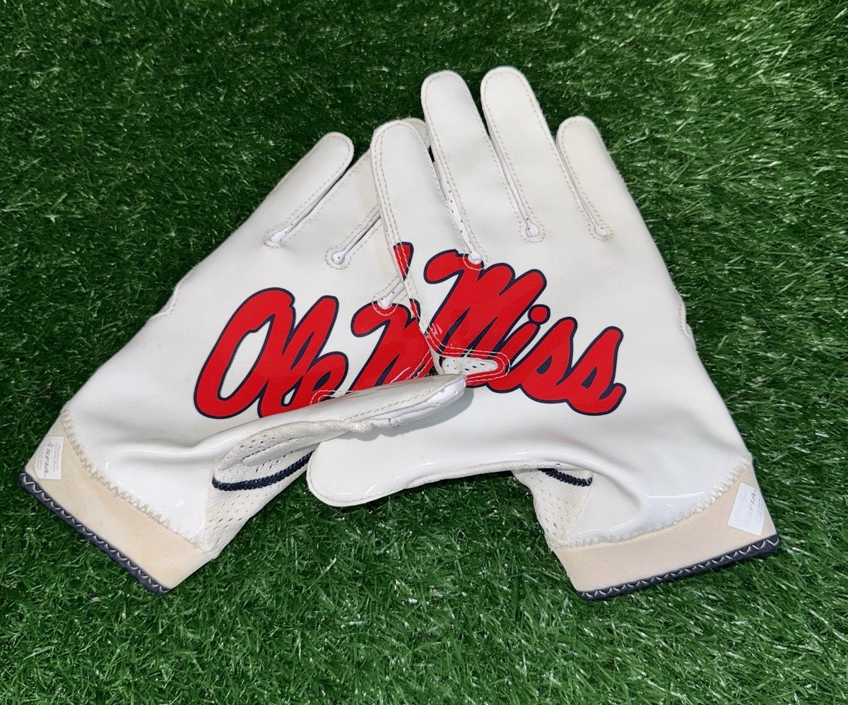 Nike Ole Miss Rebels Team Issued Superbad Football Gloves White