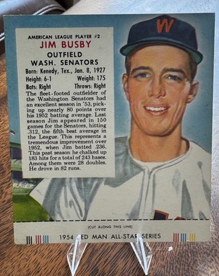 1954 Red Man Tobacco All-Star Team - American League Series Jim Busby #2 Contest