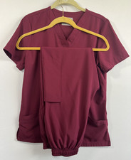 Tafford Active Stretch Scrub Set Wine Burgundy Jogger Pants Top Women's Small