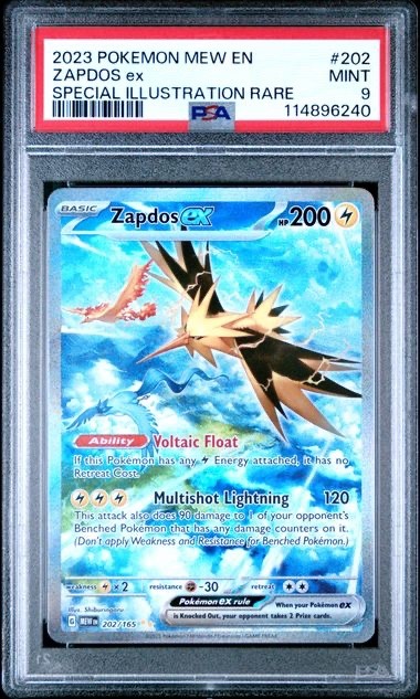 Zapdos ex 202/165 Special Illustration Rare - PSA 9 Mint