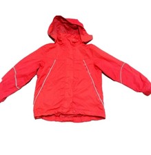 Mädchen Jacke Gr. 122 128 neon Orange rot Windjacke Herbst Regenjacke Kapuze TCM