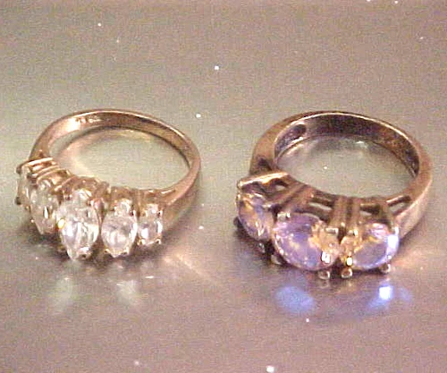 (2) Two Vintage .925 Silver Rings w/ CZ (Cubic Zirconium) Larger Stones Size 6.5