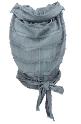 Natürliches rückenfreies Top mit Schalkragen - taubenblau