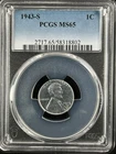 1943-S  1C  Lincoln Wheat One Cent  PCGS MS65  58318802