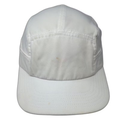 White 5 Panel Hat OS Adjustable Slideback Polyester Plain Solid Lightweight Cap