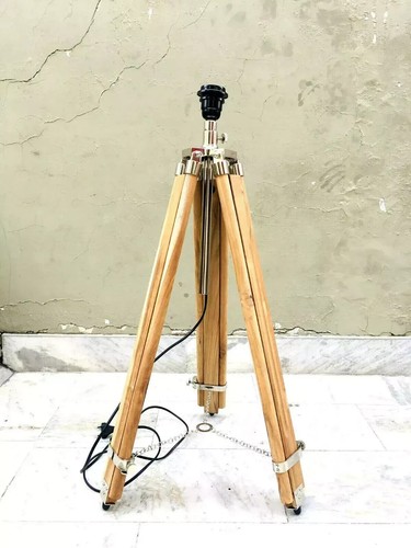 Nautical Teak Wood Adjustable Tripod Vintage Floor Stand Antique Style Tripod