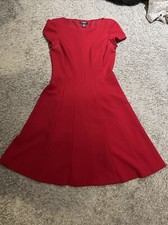 Chaps Size 4 Red Sheath Dress Sleeveless Textured Stretch Ponte Women’s