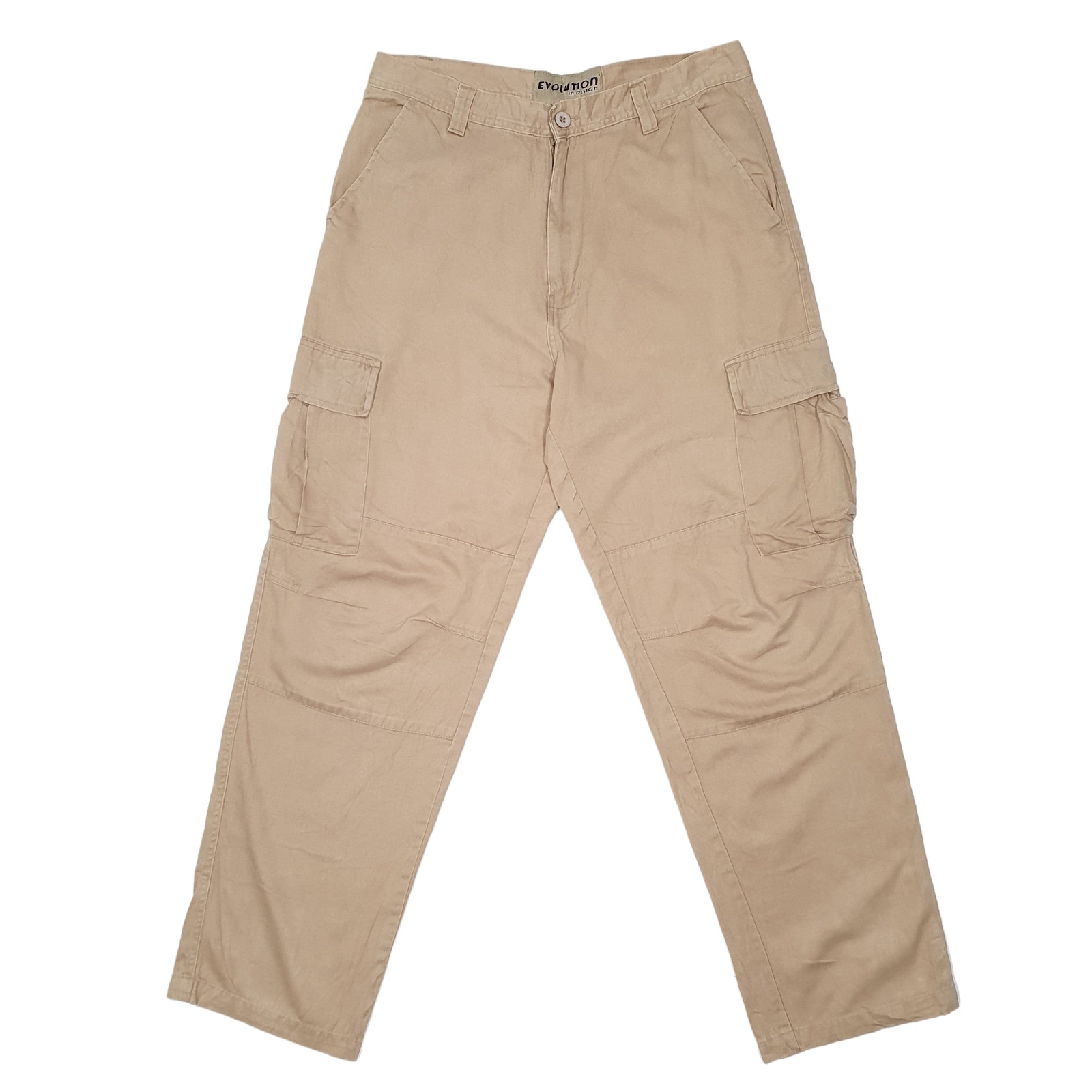 EVOLUTION Combat Pants Cargo Trousers Cotton Beige Mens W34 L32 image 2