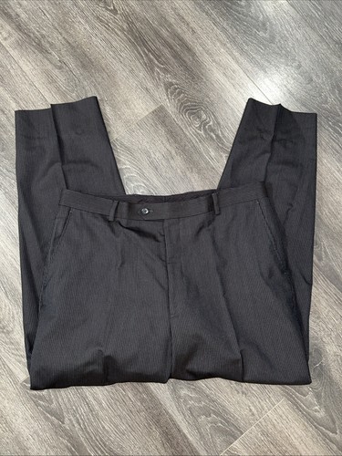 Pierre Cardin 44R Black On Black Striped Wool Suit Pants 38 - Picture 8 of 11