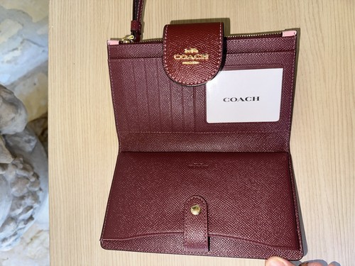 Bolso de mano/billetera opción COACH Mini Lillie polvo vino rosa cuero nuevo con etiquetas - Imagen 24 de 37