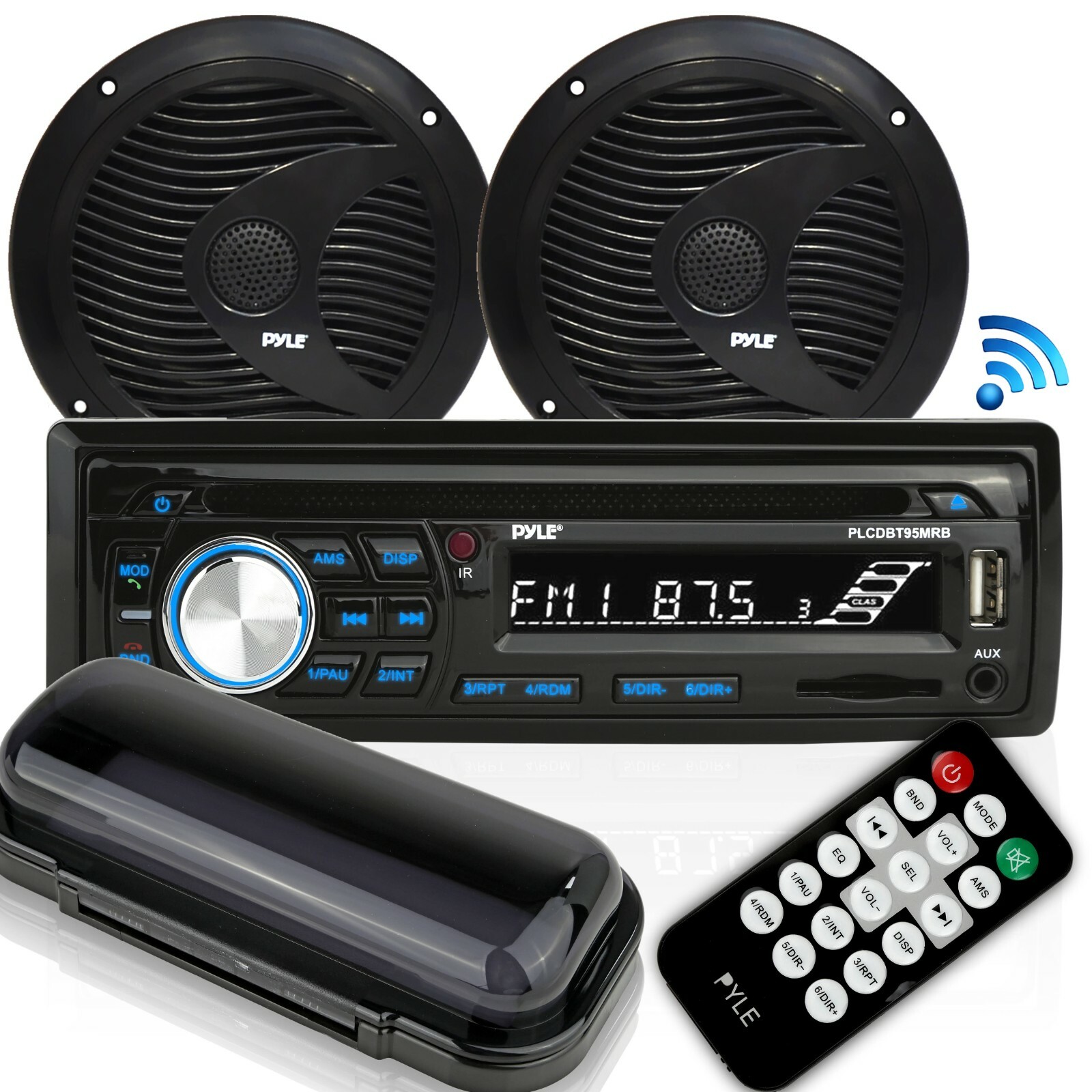 Pyle PLCDBT75MRB Marine Bluetooth CD Player AM FM USB Aux & Waterproof Speakers
