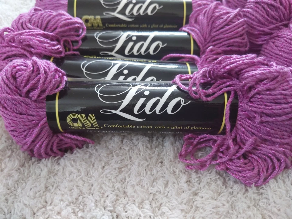 Vintage Columbia-Minerva Lido Yarn Plum Color 8310 10 Skeins Cotton & Viscose - Image 2 of 4