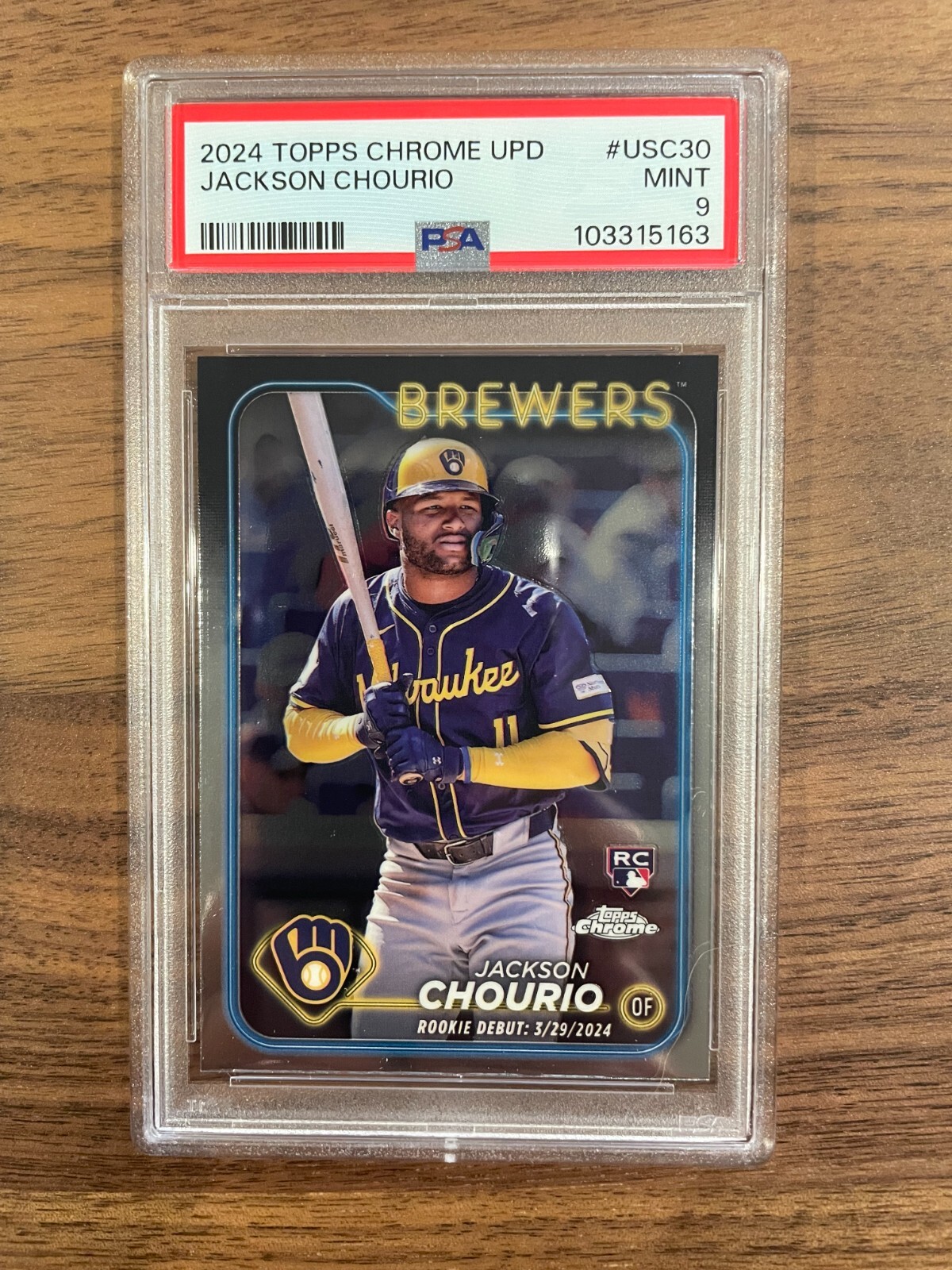 2024 Topps Chrome Update Series RC Rookie Debut #USC30 Jackson Chourio MINT 9