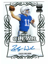 ZACH WILSON 2021 LEAF TRINITY FOOTBALL CLEAR ROOKIE AUTO /20