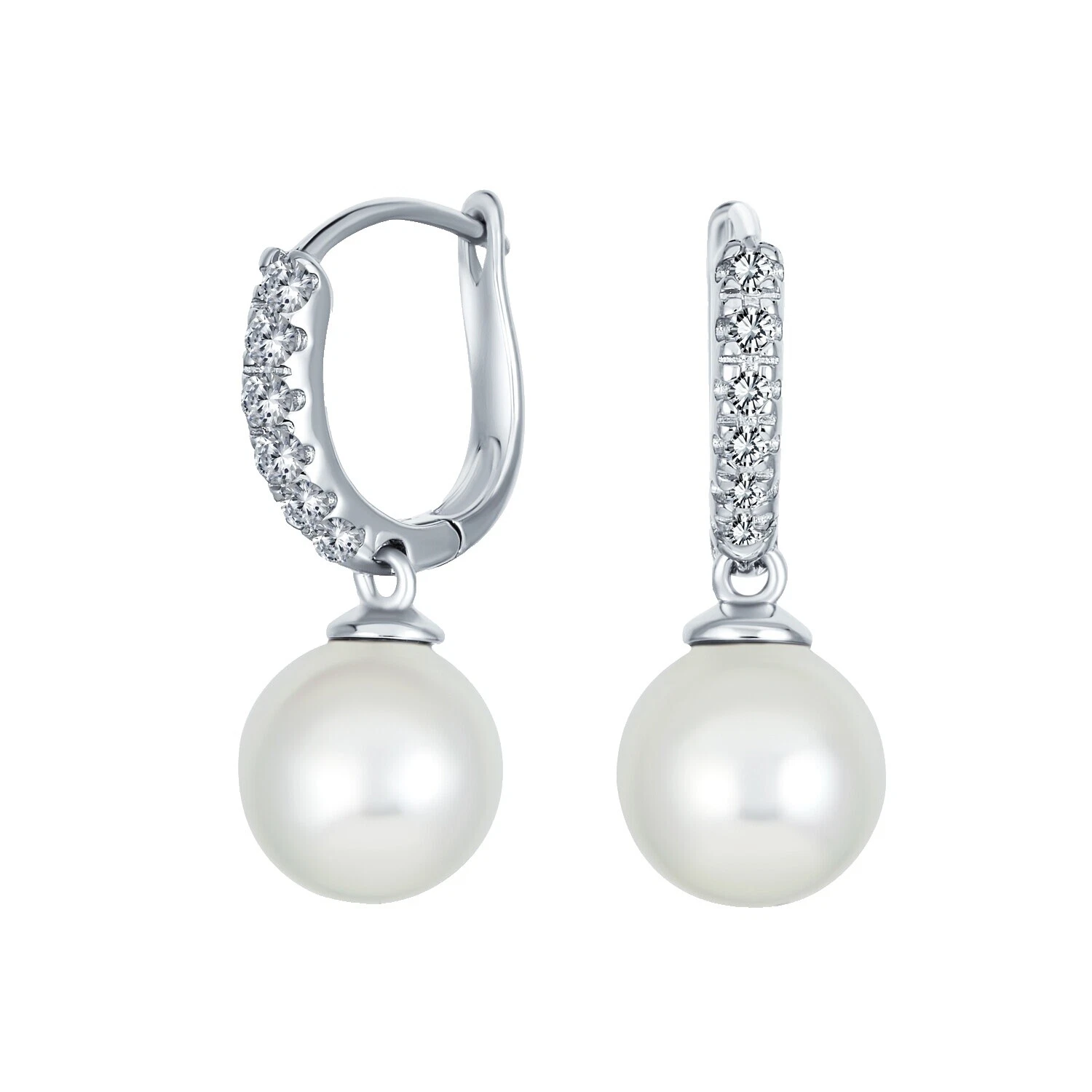 Aro Chapado en Plata Pendientes de Moda Blanco