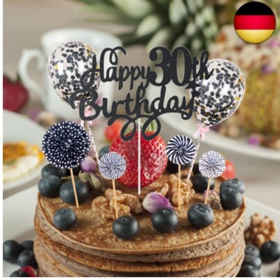 40. Geburtstag Tortendeko Set - Gold Kuchen Topper Mit Konfetti
