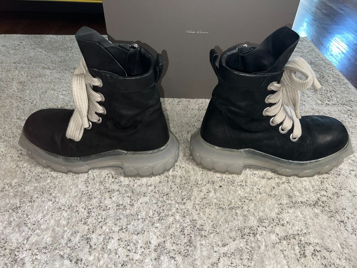 Rick Owens Jumbolaced Bozo Tractor Boots Black with Clear Rick Owens Jumbolaced Bozo Tractor Boots Black with Clear