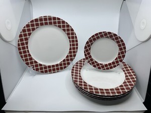 Nautica Crew Deck Red Salad and Chop Plates 6 Pcs