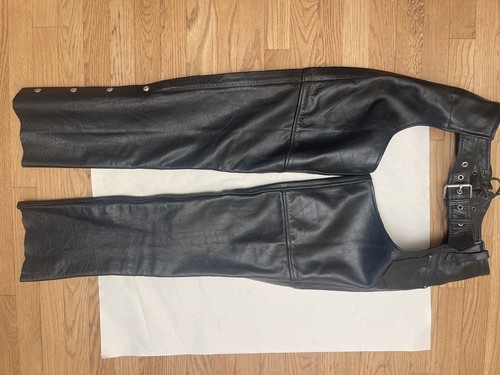 XElement Womens Leather Gear Riding Motorcycle Chaps Lined 8 Black Heavy 29"-36" - Picture 4 of 15