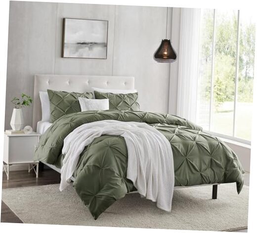 Olive Green Duvet Cover Size - Pintuck Duvet Cover Set, King 25 - Olive Green