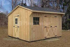 12' x 12' Wooden Storage Saltbox Style Shed Plans 