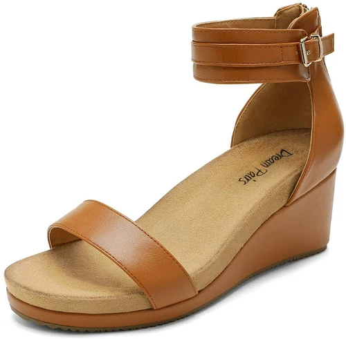 Women Ankle Strap Open Toe Back Zipper Platform Casual Dress Wedge Sandals - Picture 17 of 39
