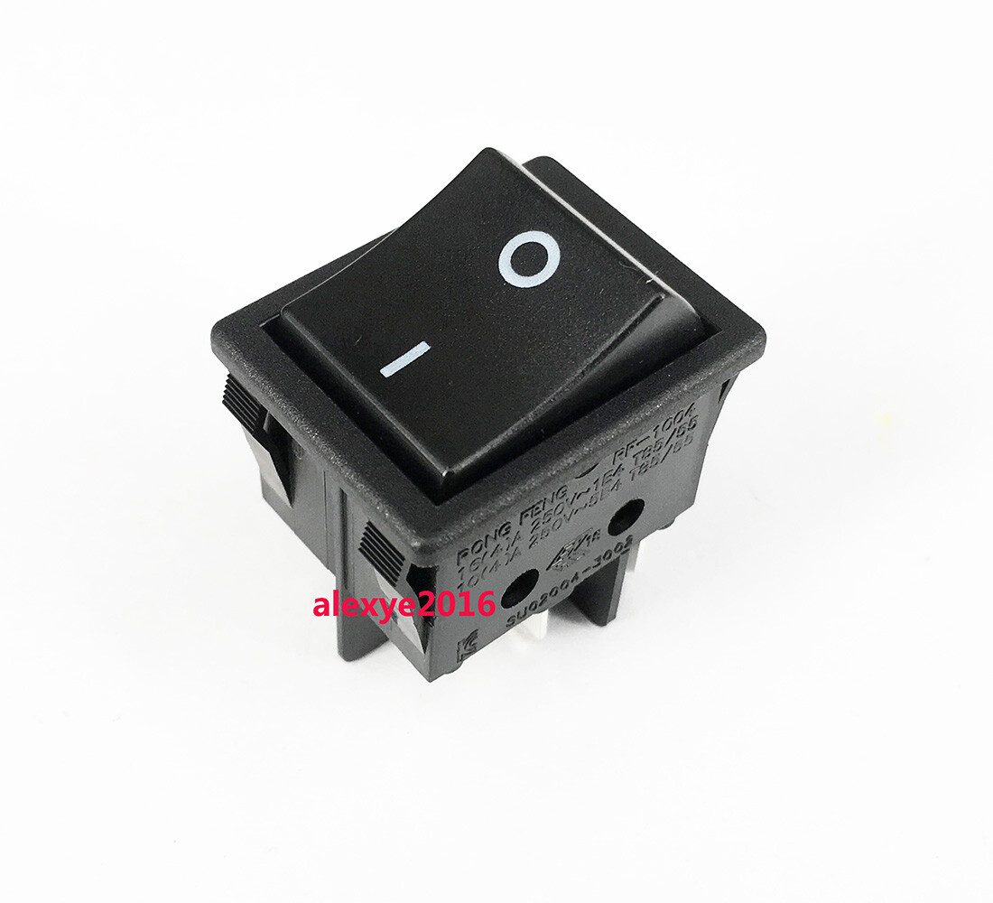 RONG FENG RF-1004 Rocker Switch Black 4 Pins 2 Positions 16A