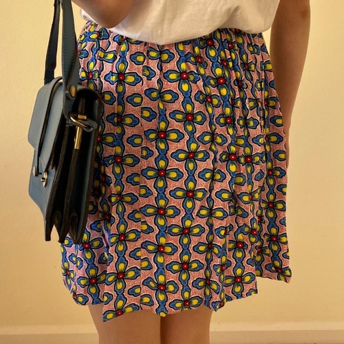 Bright Floral Print Short Mini Skirt UK 12 Elastic Waist eBay