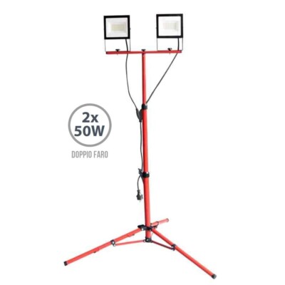 EDIL LED TRAGBARER DOPPELARBEITSSCHEINWERFER 2X50W BAUSTELLENSTRAHLER MIT STATIV