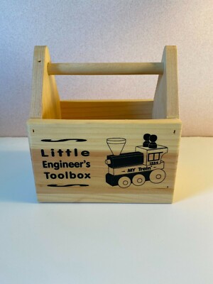 Maple Landmark Little Engineer's Toolbox-6'' long by 6 3/8'' high by 4-1/4'' wide.