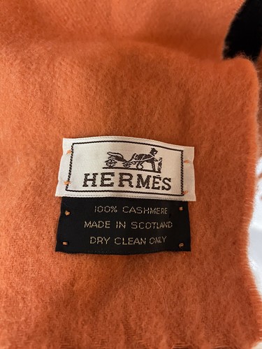 Hermes VTG Scarf Stole Muffler Etole ICONIC Orange 100% Cashmere Auth 30 X 16 - Bild 3 von 12