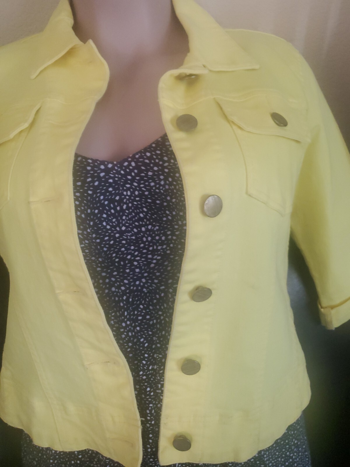 Cabi Yellow Button Down Jacket Medium - image 3