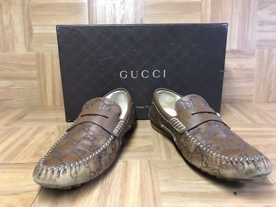 RARE? GUCCI Guccisima Margaux Calf Brown Leather Loafers  display picture 3