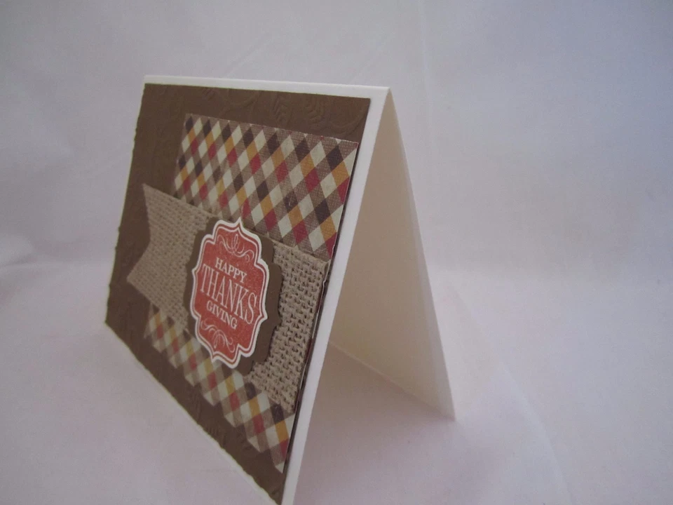 Handmade Thanksgiving Embossed Plaid Burlap Banner Bland InsideU Choose How Many - Image 3 of 3