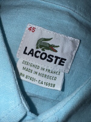 LACOSTE F 4967 100% LINEN BUTTON FRONT SHIRT MENS XL to 2XL Color