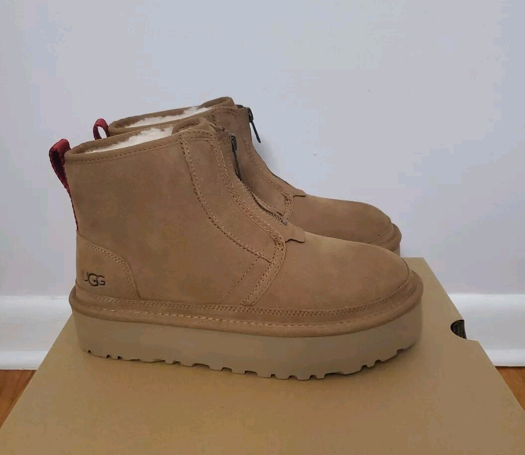UGG Women Neumel Zip Platform Booties US 6 Chestnut Suede | eBay