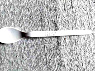 Babylöffel HIPP  weiß Plastik ca. 15 cm Werbung Sammler