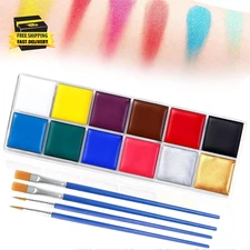 Face Body Paint Kit,Professional Face Painting Kit,12 Colors Oil Based Painting 