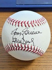 STEVE BUSBY & TOM GRIEVE 5 SIGNED AUTOGRAPHED OML BASEBALL! Rangers broadcasters